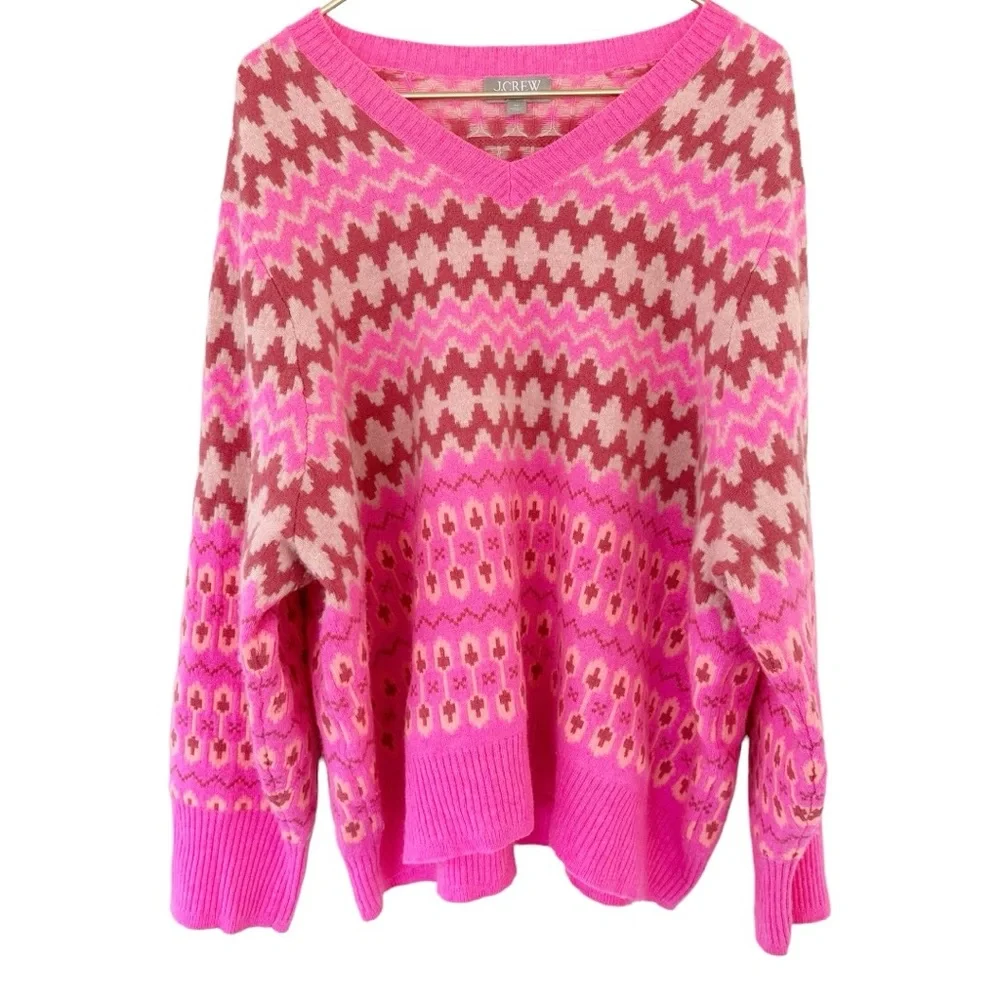 J. Crew • Cashmere Cropped Fair Isle V-neck Sweater - Picture 6 of 15